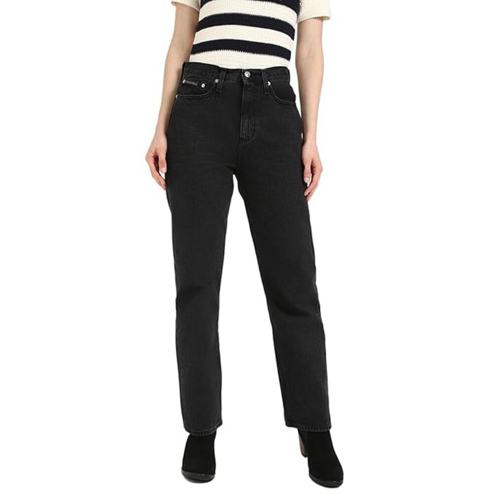 Calvin Klein Jeans WMNS 32 Black High Rise Straight Legs Ankle Denim 100% Cotton